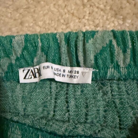 NWOT ZARA Jacquard Ruched Green Zebra Cropped Turtleneck and Skirt Set - Picture 14 of 16